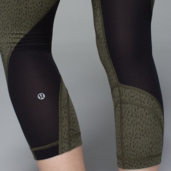 Lululemon Run: Inspire Crop II *Full-On Luxtreme (Mesh) Dottie Green Sz 8 - Picture 3 of 10